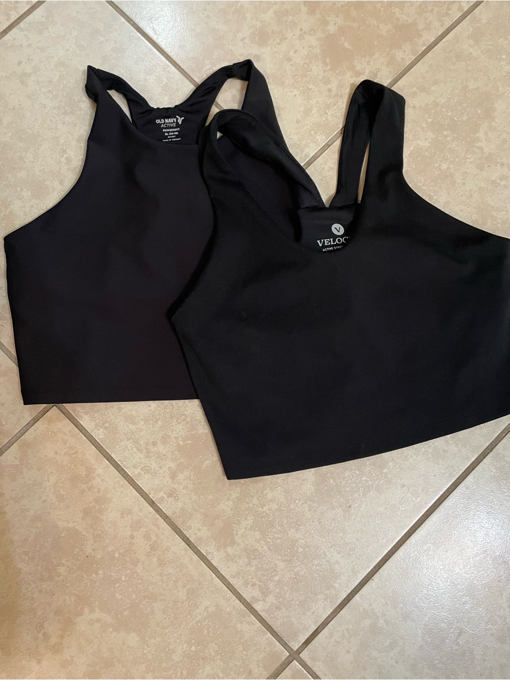 Velocity and old navy Black Racerback Crop Top - Stretch Performance Tank